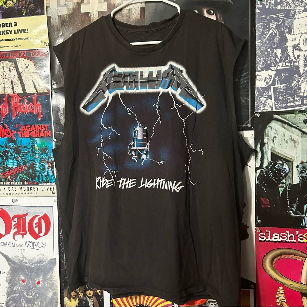 Metallica Ride The Lightning Sleeveless Graphic T Shirt Size Large